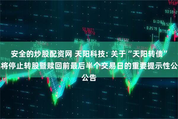 安全的炒股配资网 天阳科技: 关于“天阳转债”即将停止转股暨赎回前最后半个交易日的重要提示性公告